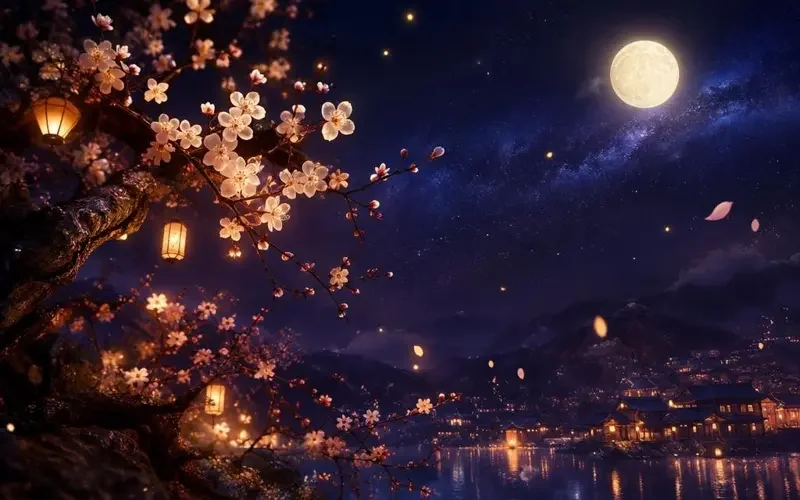 寒香夜光特辑 专题封面，以夜色为幕的梅花光影