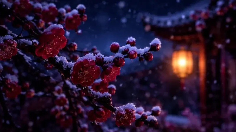 朱砂点雪 影片横版封面，朱砂型，拍摄于无锡梅园